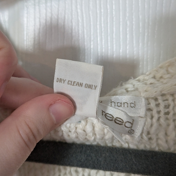 Vintage 80s Hand Knit Linen Ramie‎ Blend Cream Sweater by Jennifer Reed Size S - Picture 5 of 5